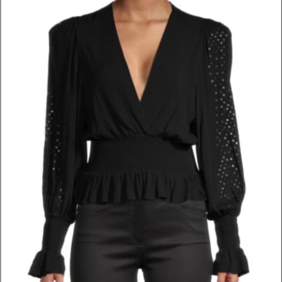 IRO smocked sequin sleeve blouse - Picture 1 of 15